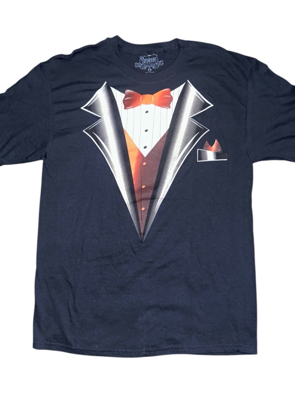 Spencer’s gifts Vintage Tuxedo Graphic Tee with Bow Tie